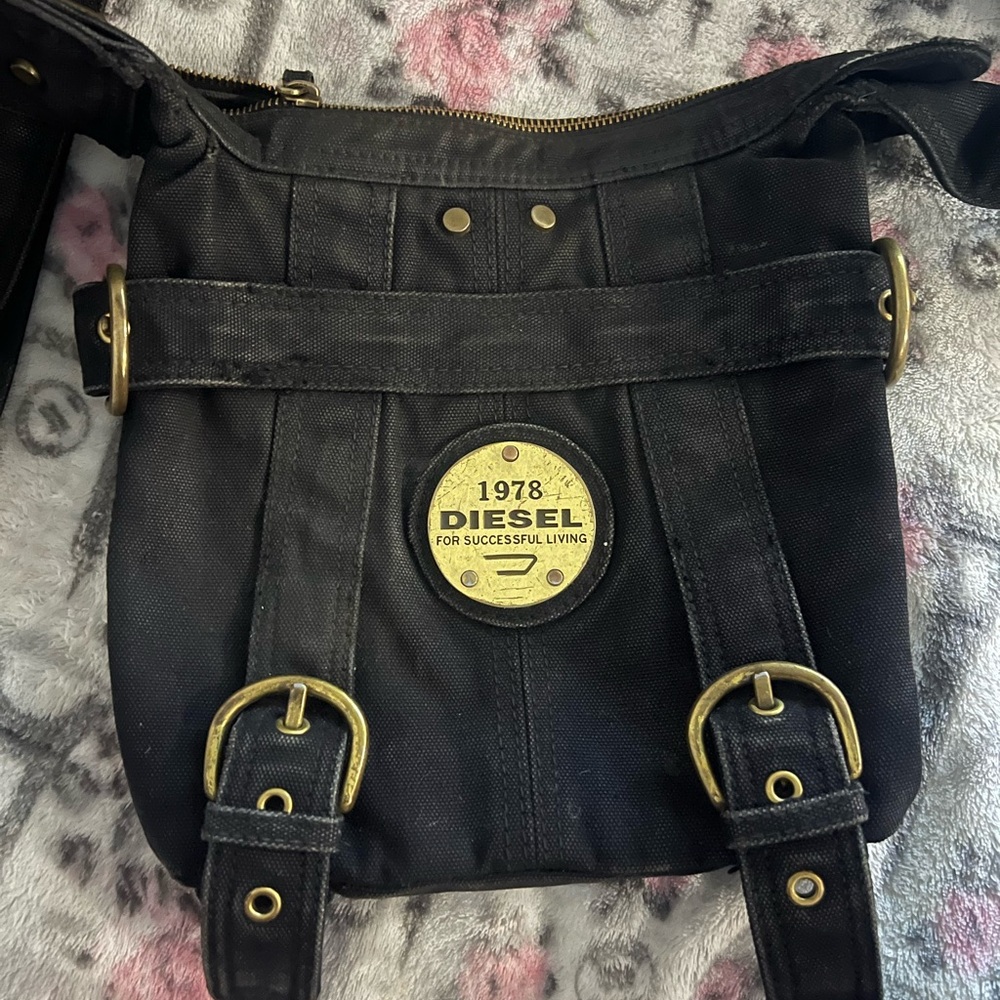 Diesel Sac Bandouliere Canvas Crossbody Handbag Logo Vintage Denim Messenger Bag